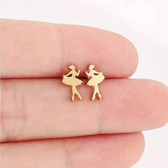 Whimsy_and_Rose Jewelry - Gold Ballet Dancer Stainless Steel Earrings